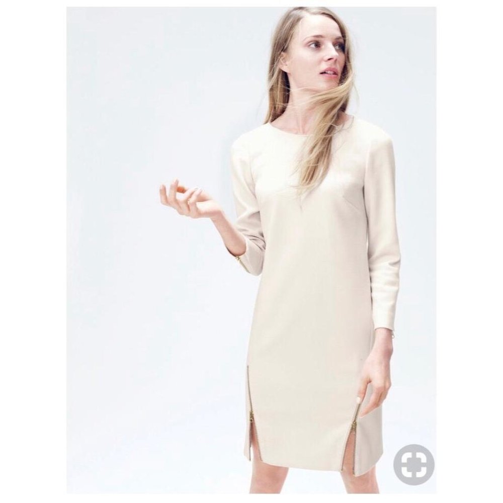 J. Crew Warm Ivory Double Zip Shift Dress